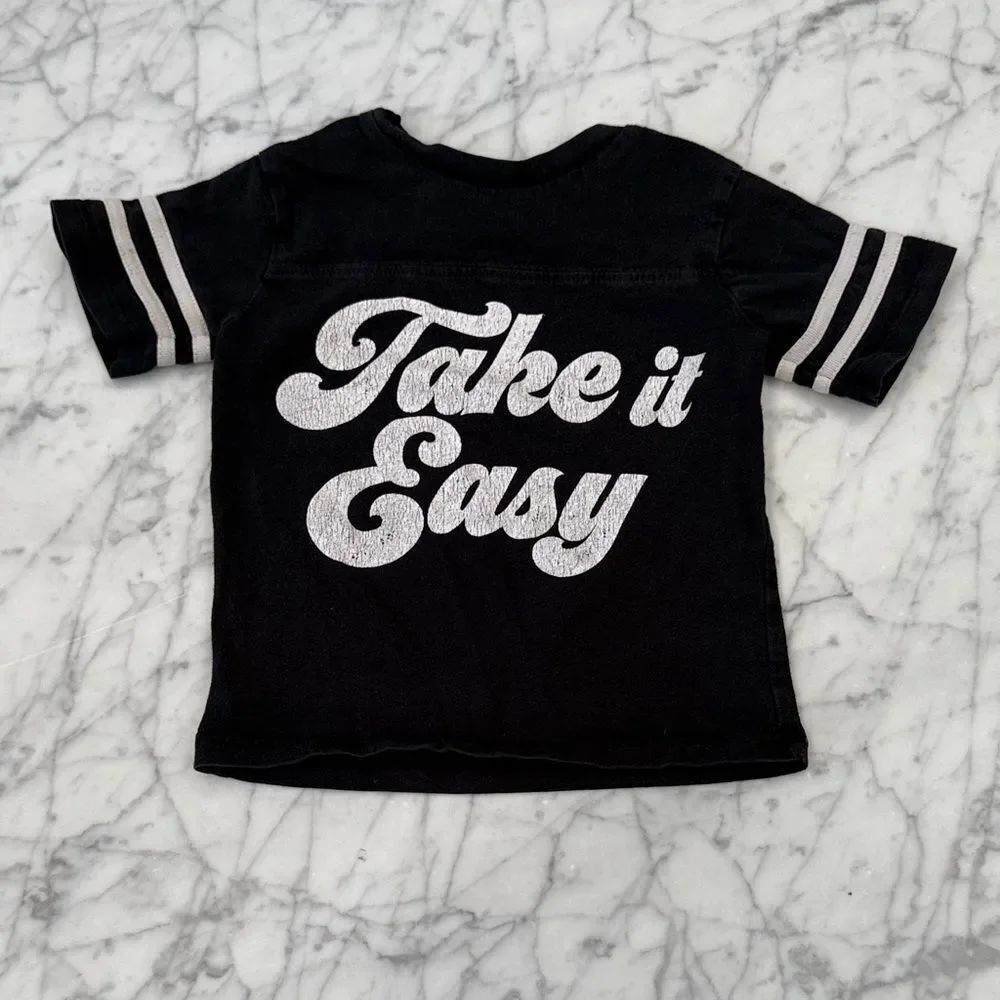 Tiny Whales Take it Easy Kids Black T-Shirt Sz 18/24 Mo